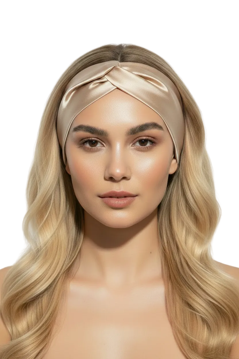 Beige Silk Hair Band
